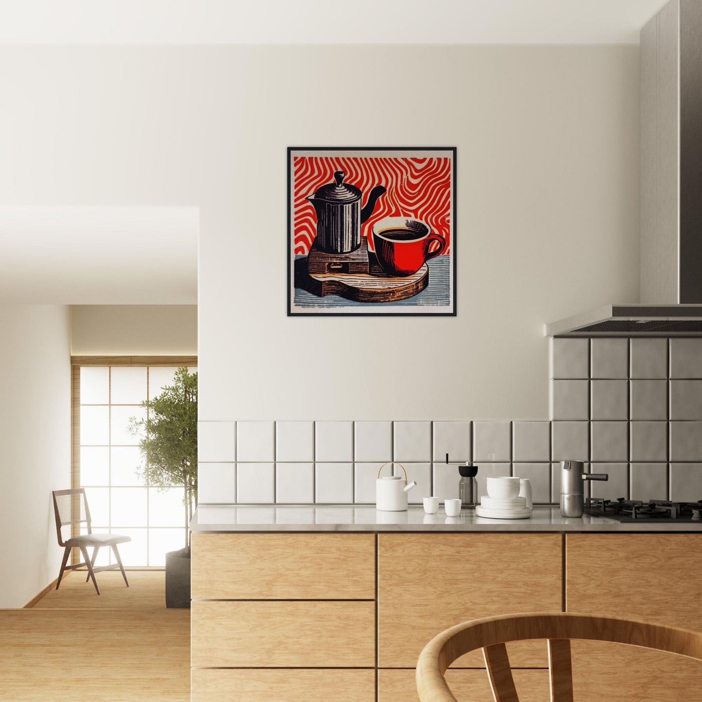 Morning Coffee-Quality Matte Paper Wooden Framed Poster