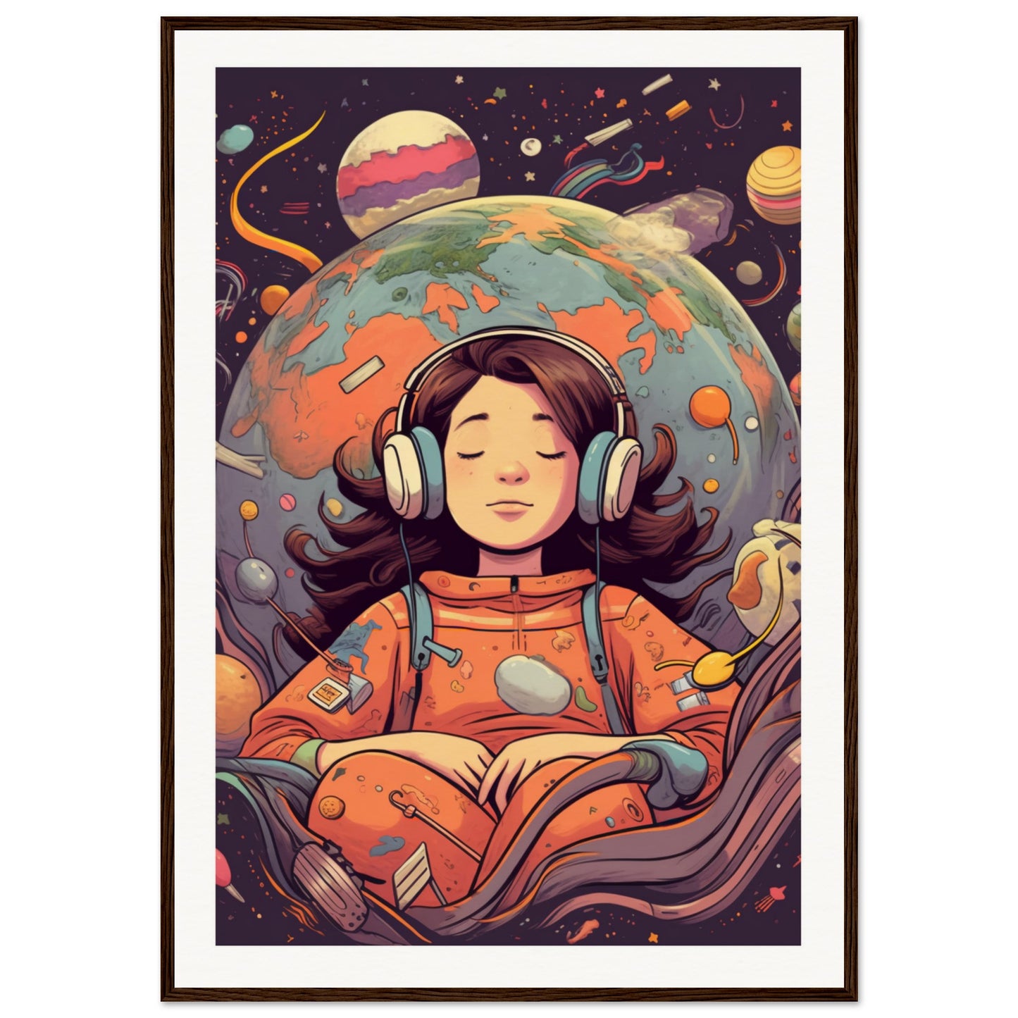 Star Girl Matte Paper Wooden Framed Poster