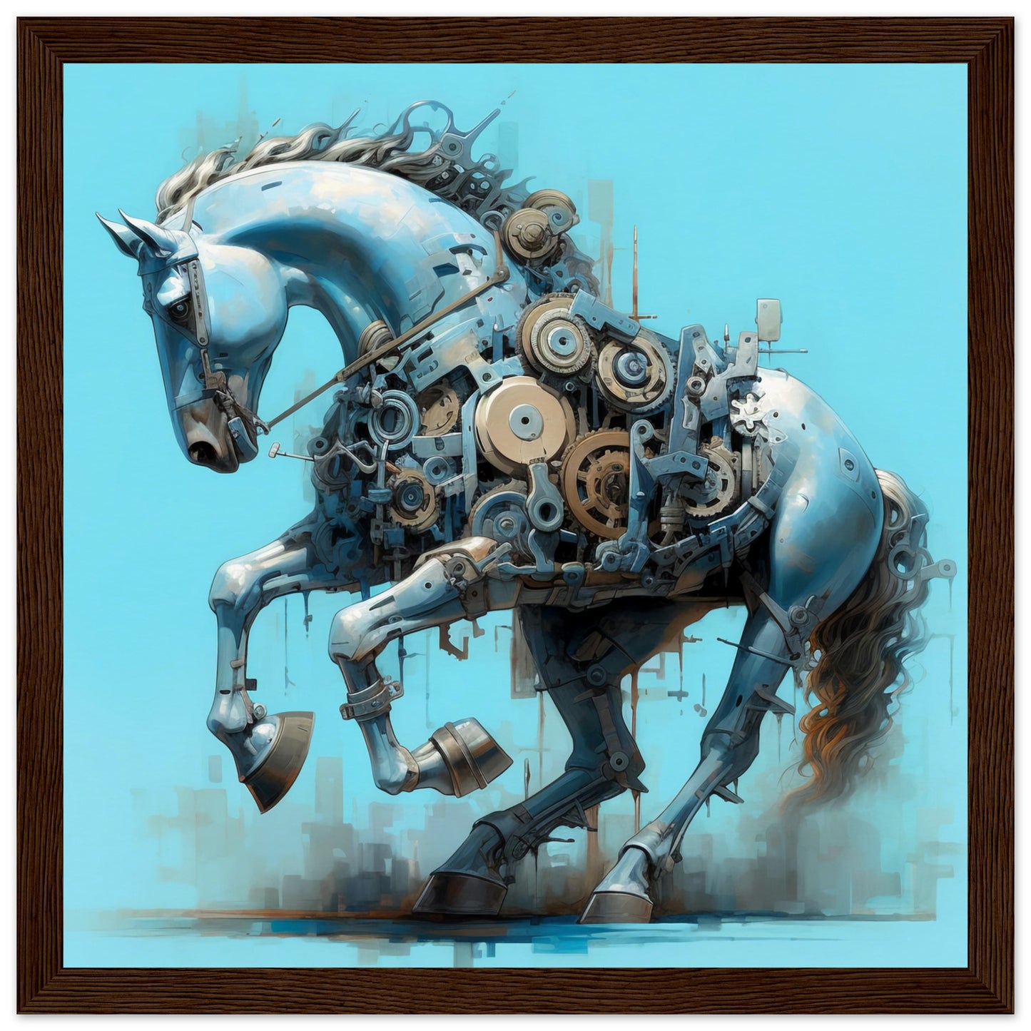 Mecha Stallion Matte Paper Wooden Framed Poster
