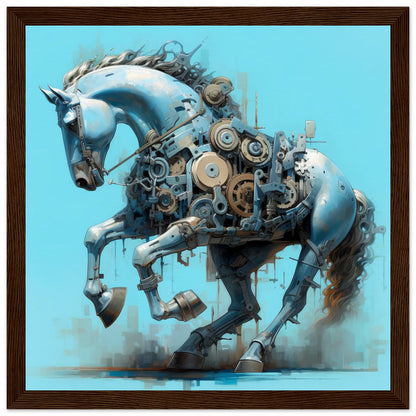 Mecha Stallion Matte Paper Wooden Framed Poster