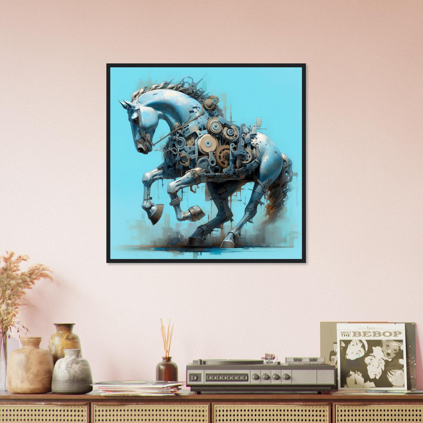 Mecha Stallion Matte Paper Wooden Framed Poster