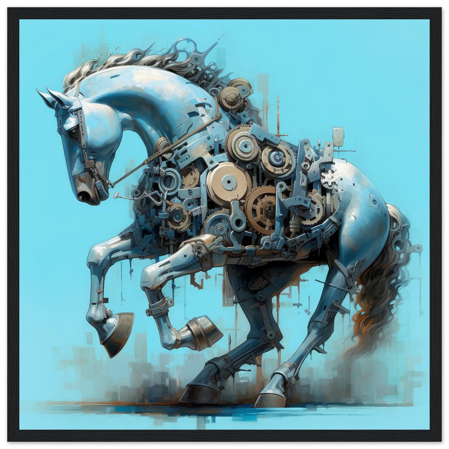 Mecha Stallion Matte Paper Wooden Framed Poster
