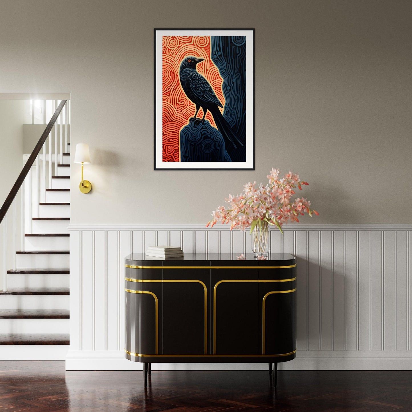 Wise Raven Wooden Framed Poster