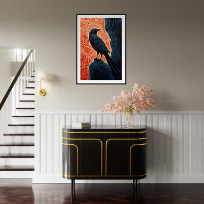 Wise Raven Wooden Framed Poster