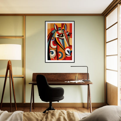 Cubist Stallion Wooden Framed Poster