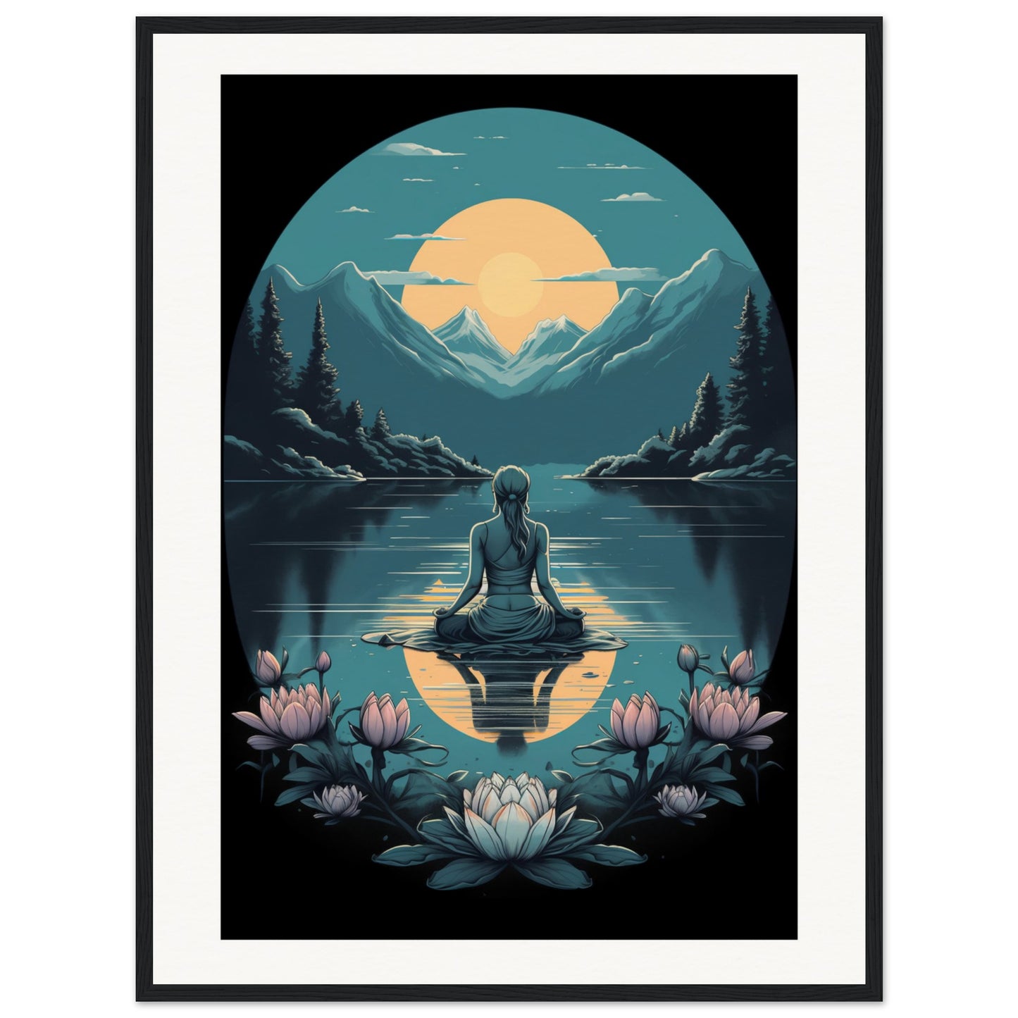 Tranquility Lotus Matte Paper Wooden Framed Poster
