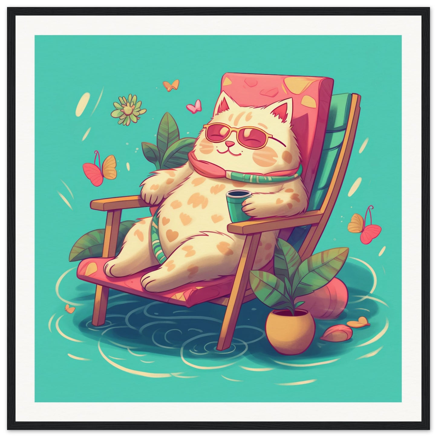 Me-ow Time Matte Paper Wooden Framed Poster