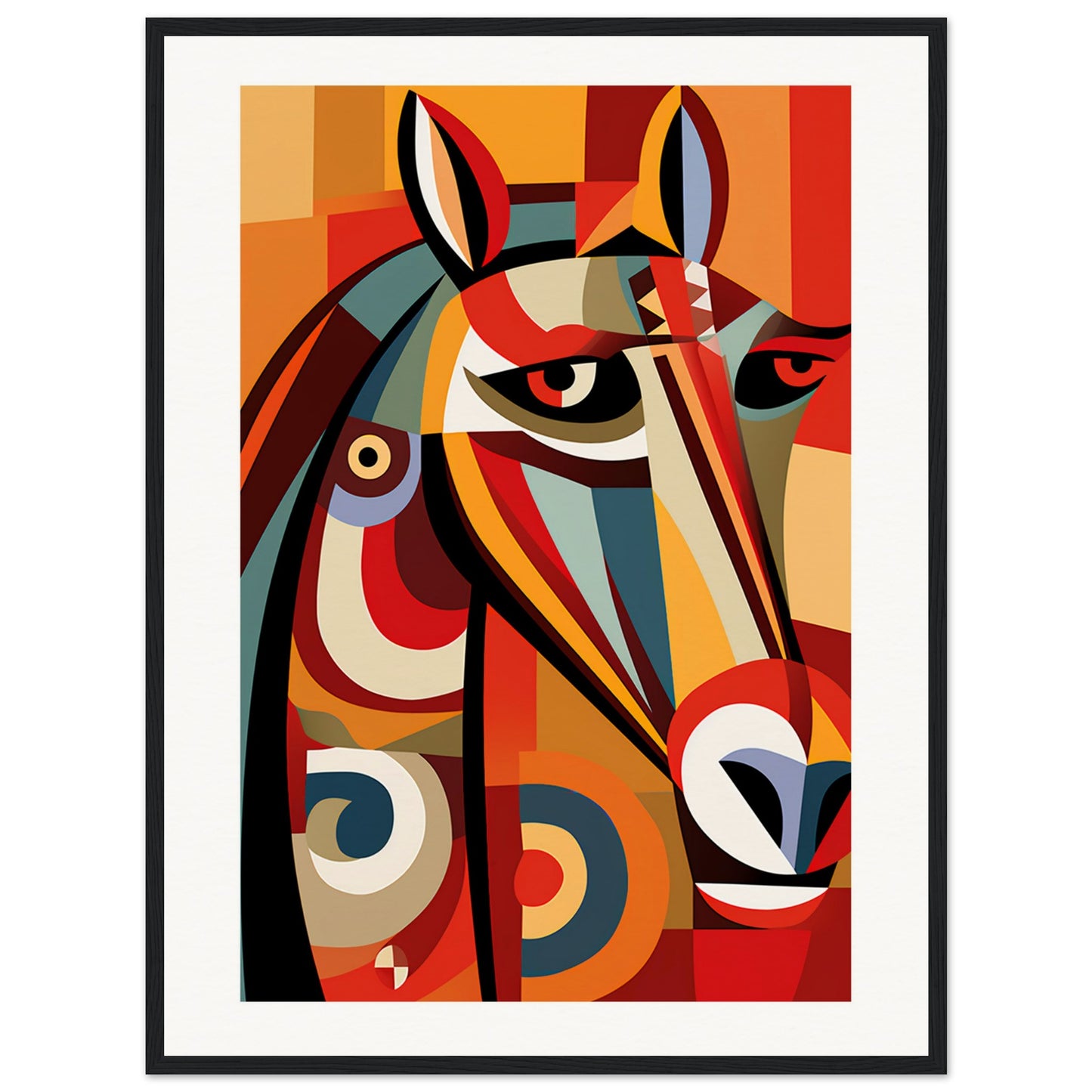 Cubist Stallion Wooden Framed Poster