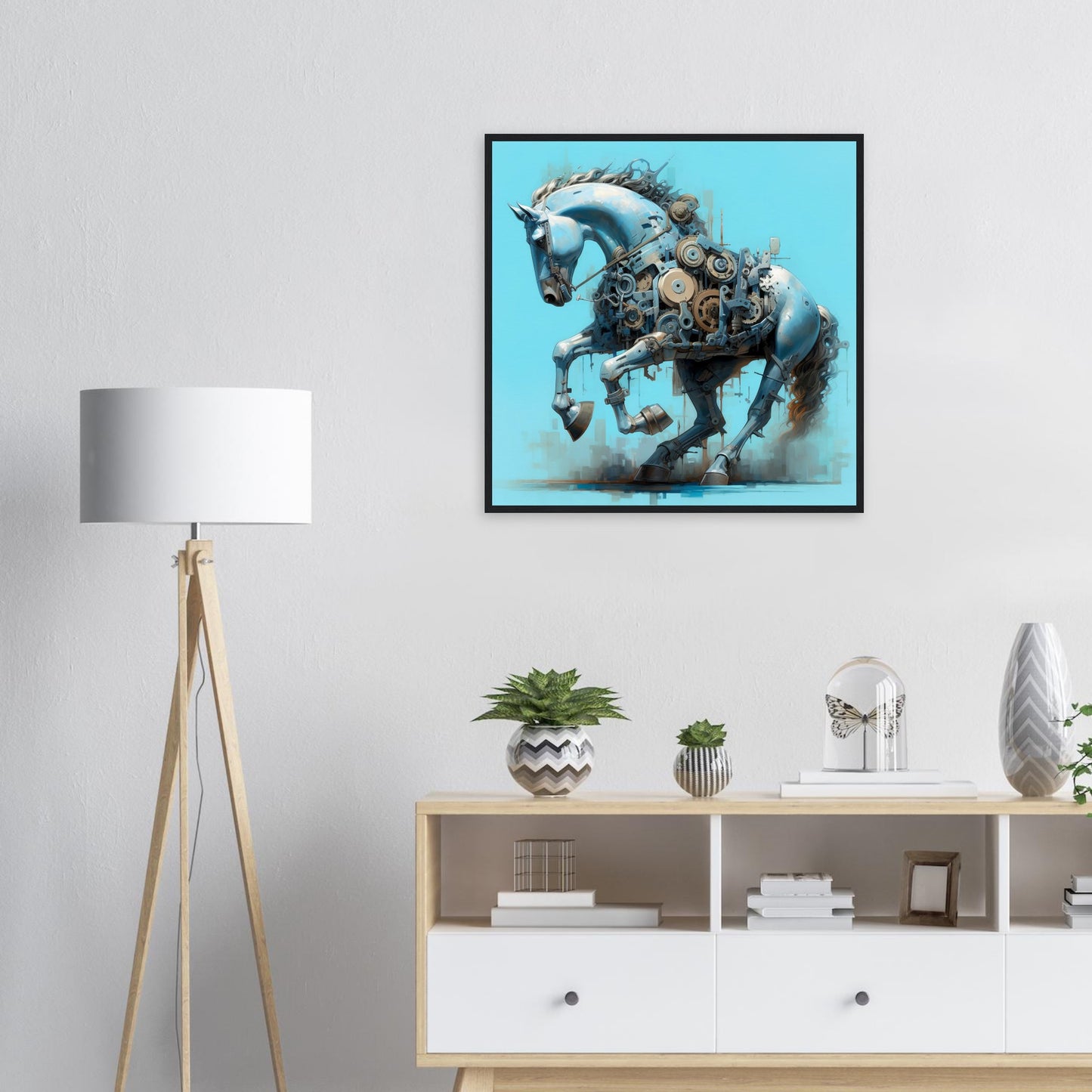 Mecha Stallion Matte Paper Wooden Framed Poster
