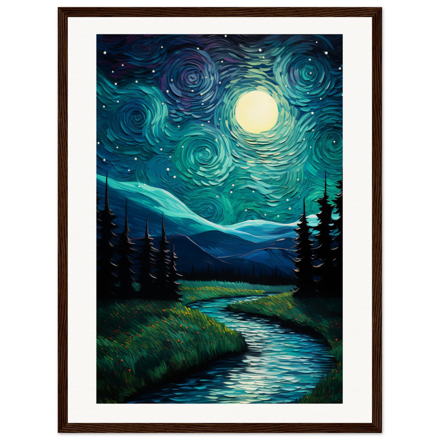 Starry Night Wooden Framed Poster