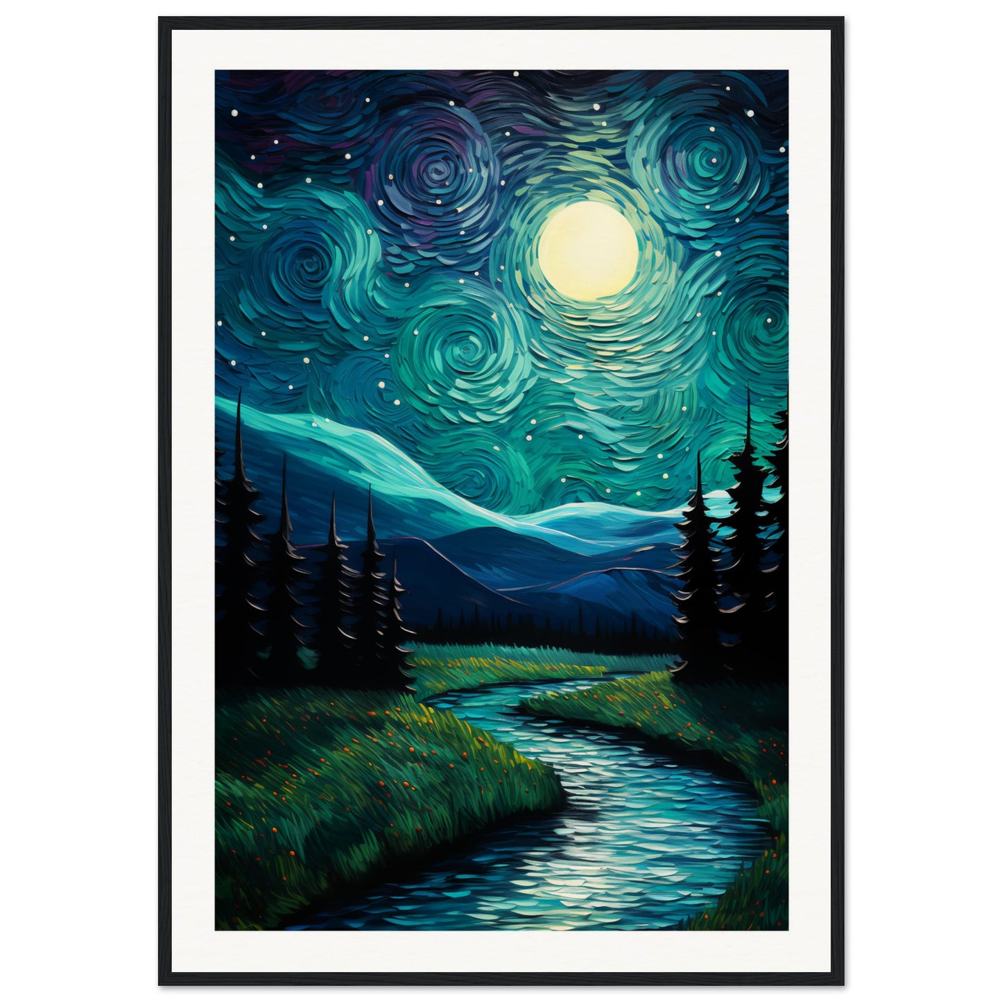 Starry Night Wooden Framed Poster
