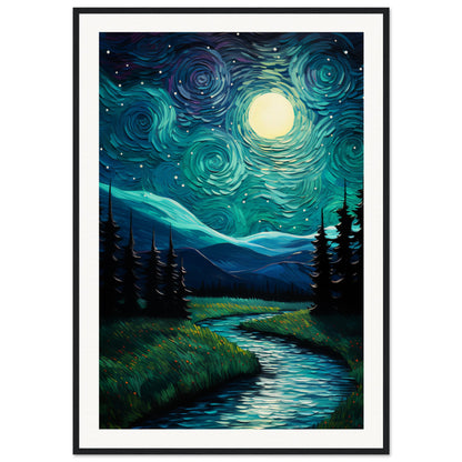 Starry Night Wooden Framed Poster