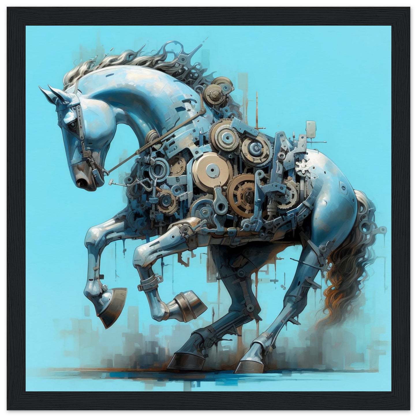Mecha Stallion Matte Paper Wooden Framed Poster