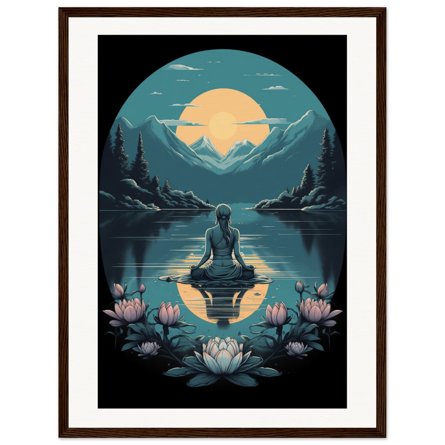 Tranquility Lotus Matte Paper Wooden Framed Poster