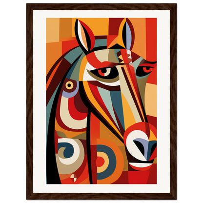 Cubist Stallion Wooden Framed Poster