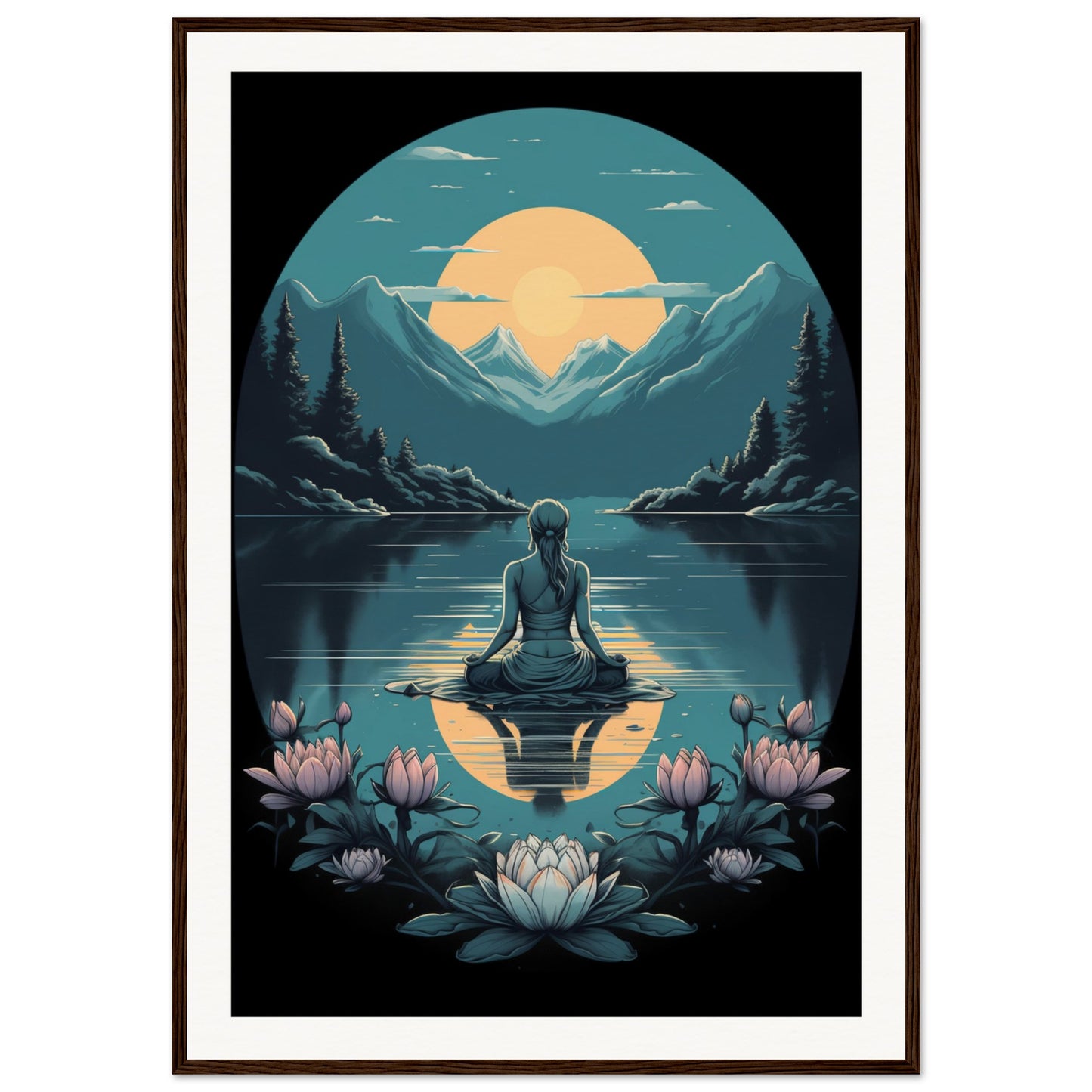 Tranquility Lotus Matte Paper Wooden Framed Poster