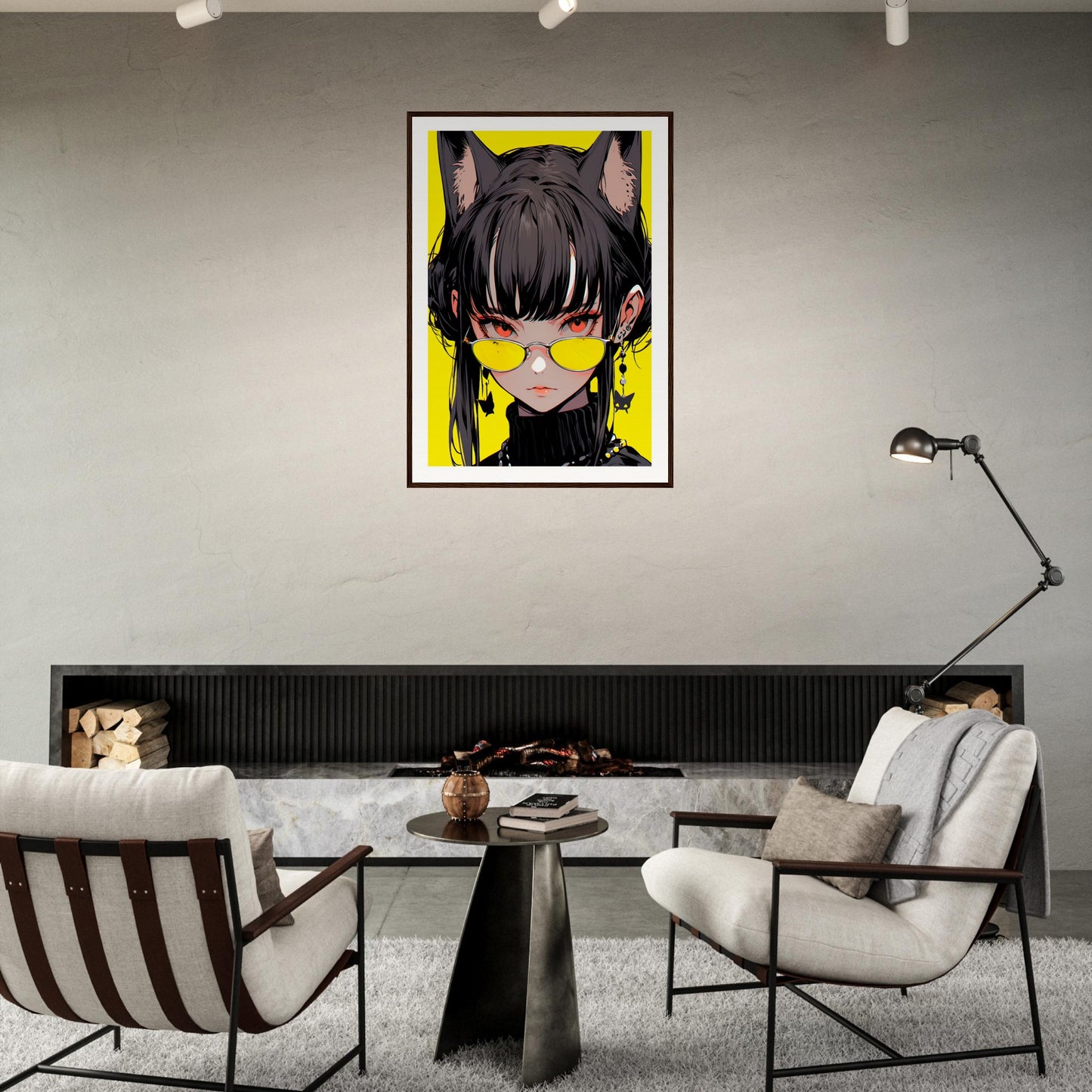 Manga Cat-Woman Matte Paper Wooden Framed Poster