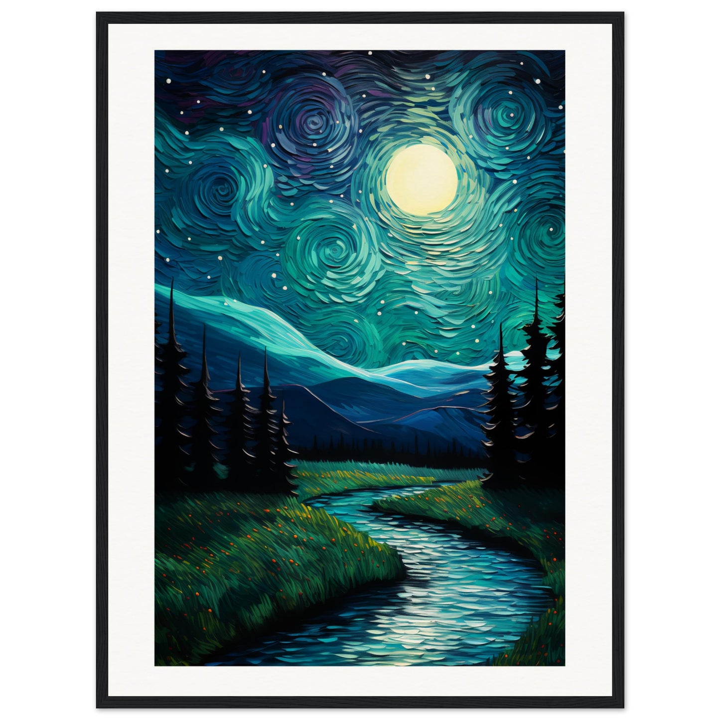 Starry Night Wooden Framed Poster