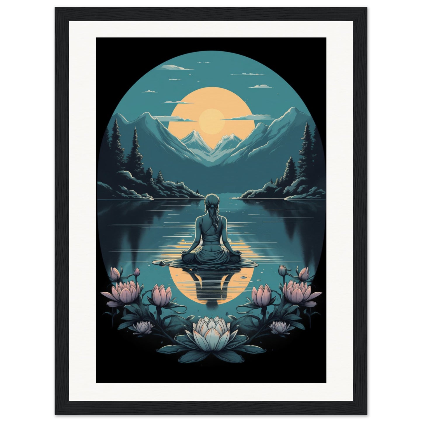 Tranquility Lotus Matte Paper Wooden Framed Poster