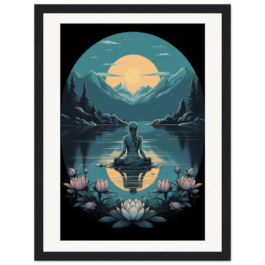 Tranquility Lotus Matte Paper Wooden Framed Poster