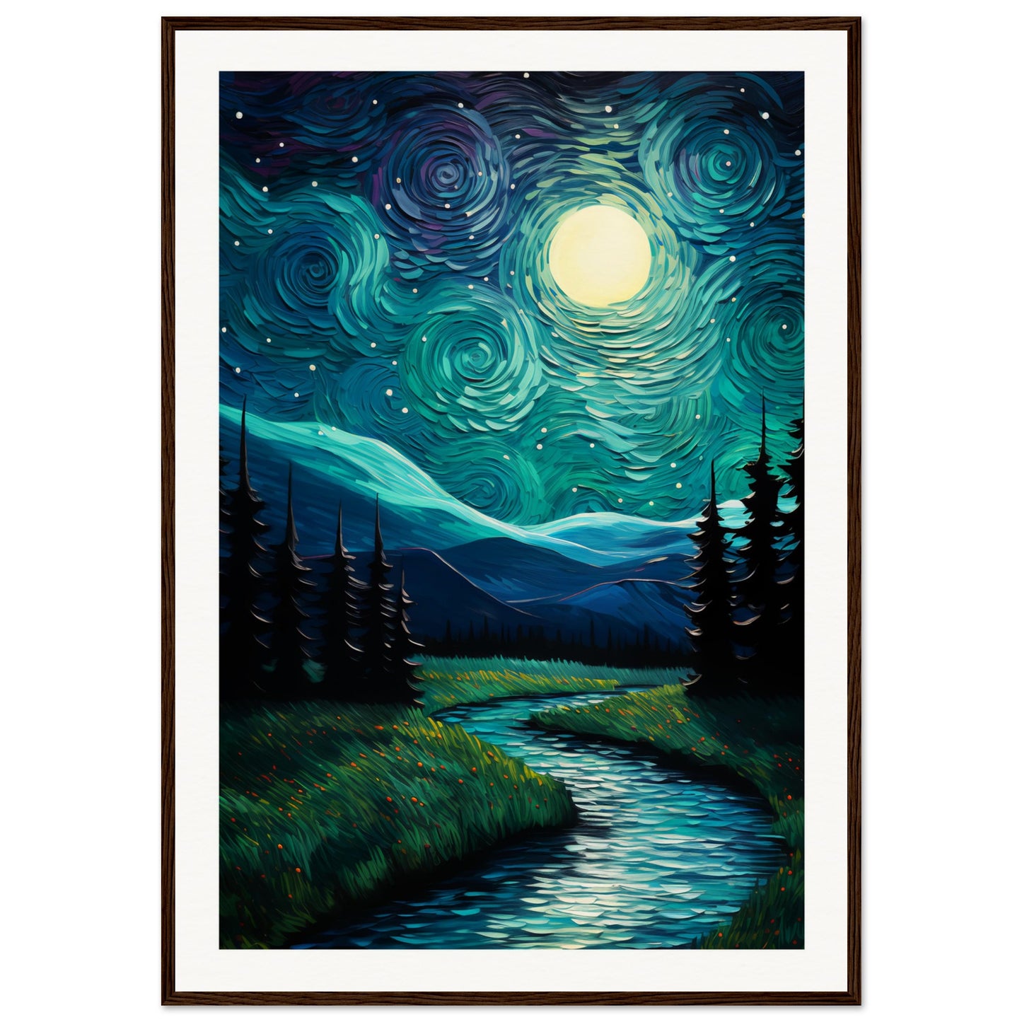 Starry Night Wooden Framed Poster