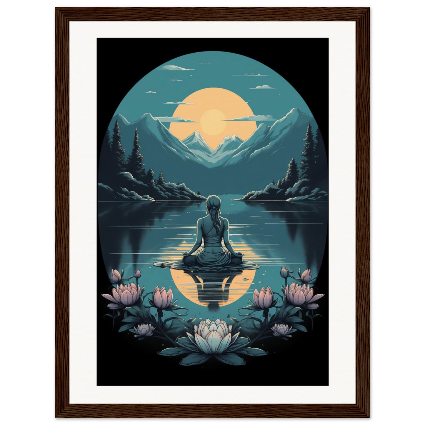 Tranquility Lotus Matte Paper Wooden Framed Poster