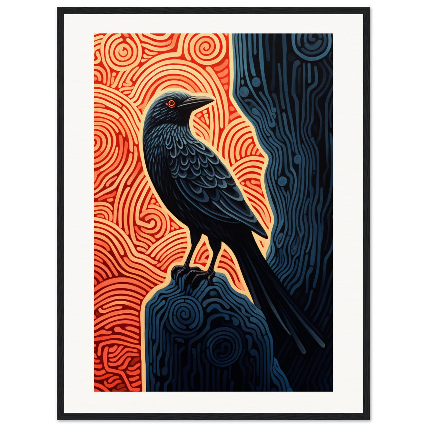 Wise Raven Wooden Framed Poster