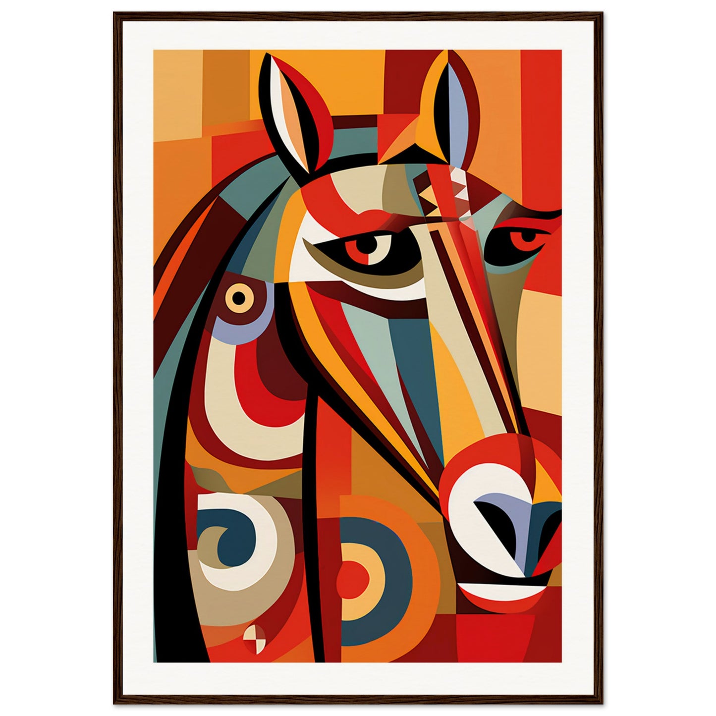 Cubist Stallion Wooden Framed Poster