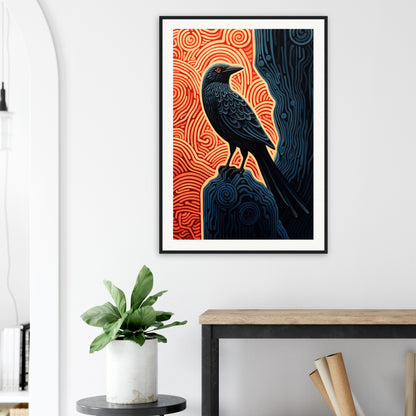 Wise Raven Wooden Framed Poster