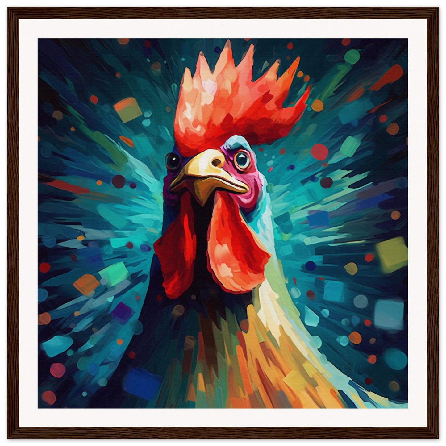 Rooster Wooden Framed Poster