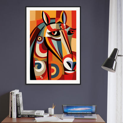 Cubist Stallion Wooden Framed Poster