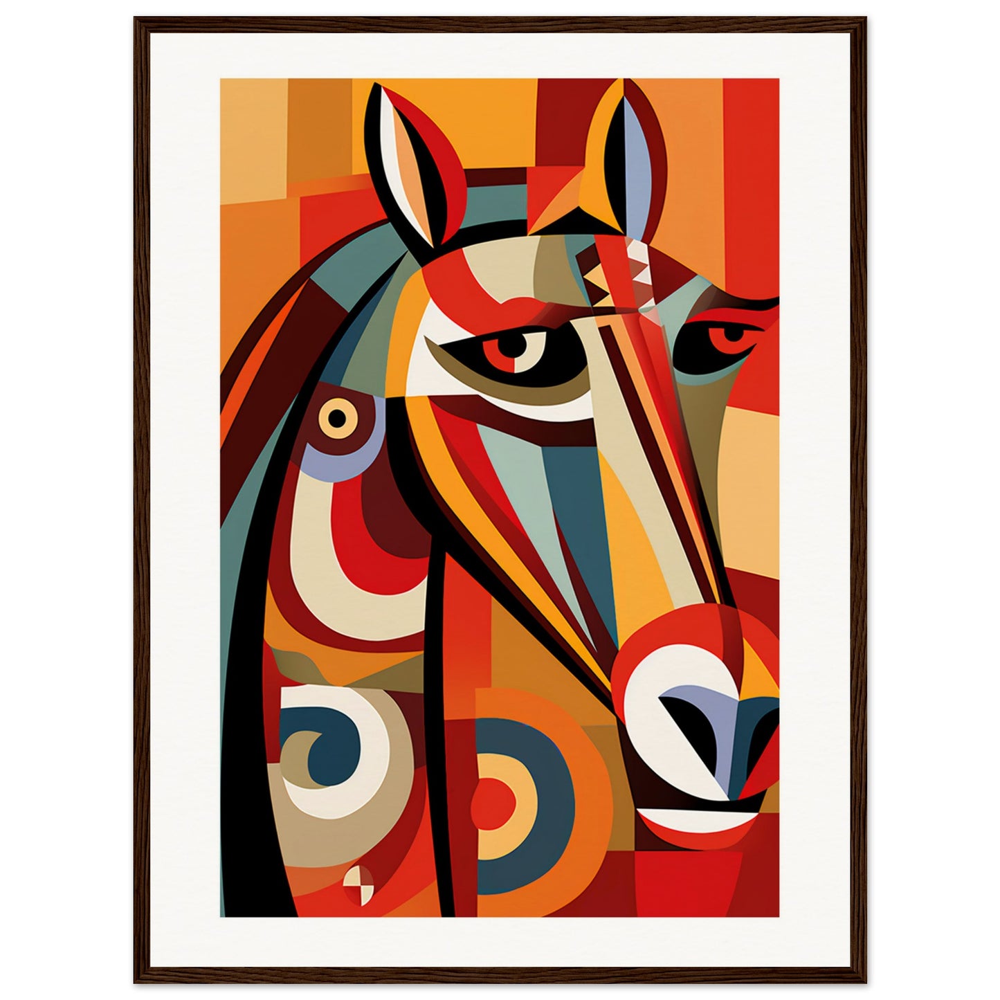 Cubist Stallion Wooden Framed Poster