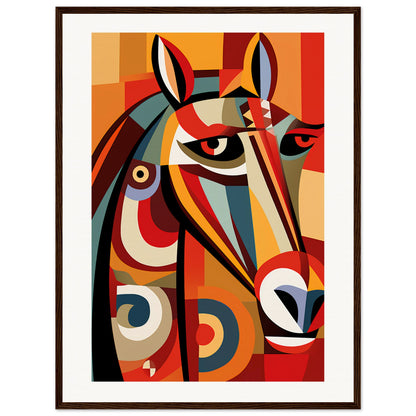 Cubist Stallion Wooden Framed Poster