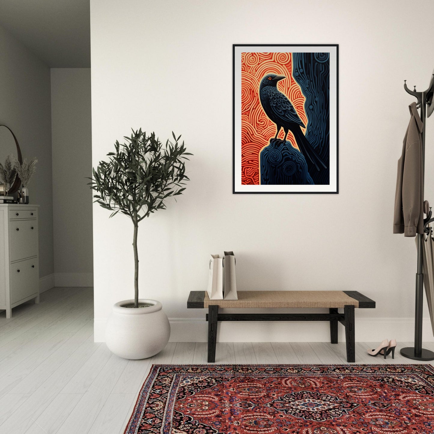 Wise Raven Wooden Framed Poster