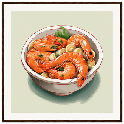 Chines Prawn Wooden Framed Poster