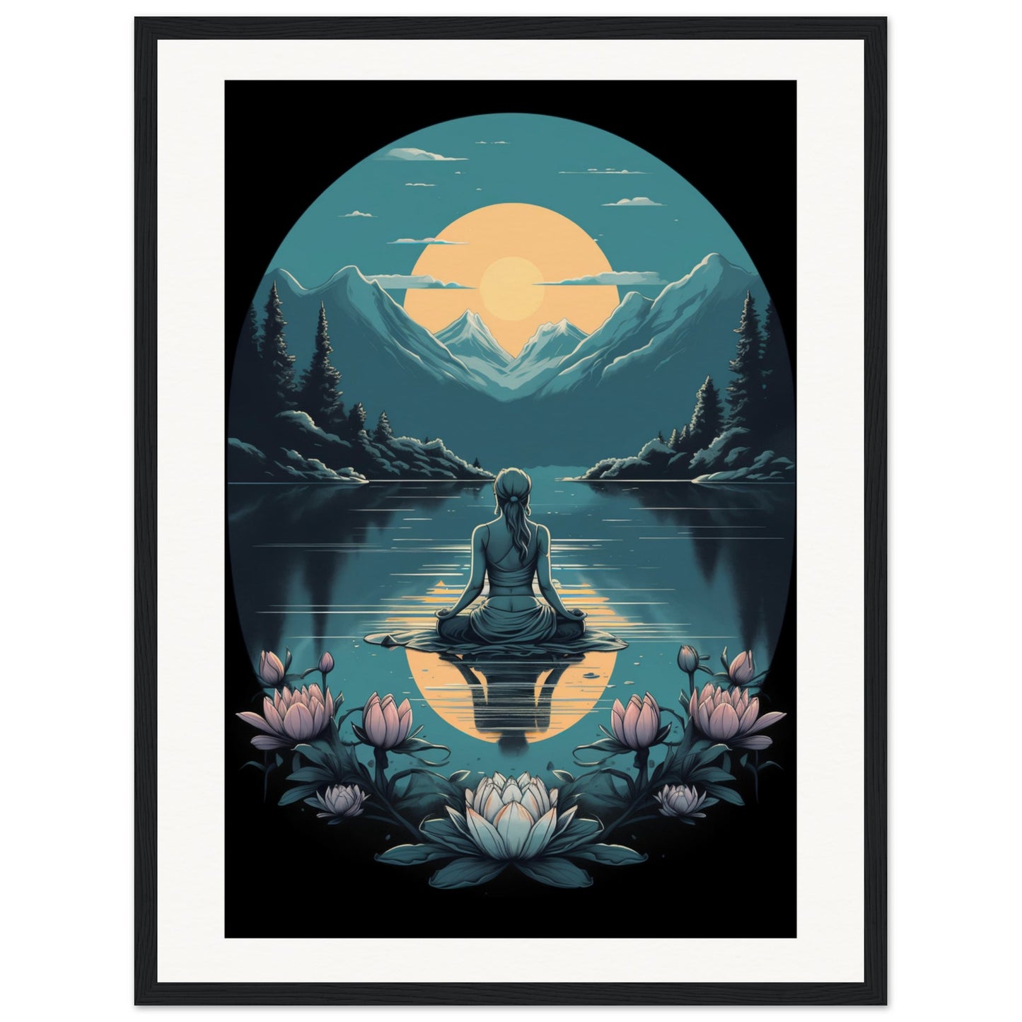 Tranquility Lotus Matte Paper Wooden Framed Poster