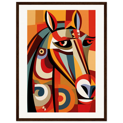 Cubist Stallion Wooden Framed Poster