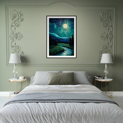 Starry Night Wooden Framed Poster