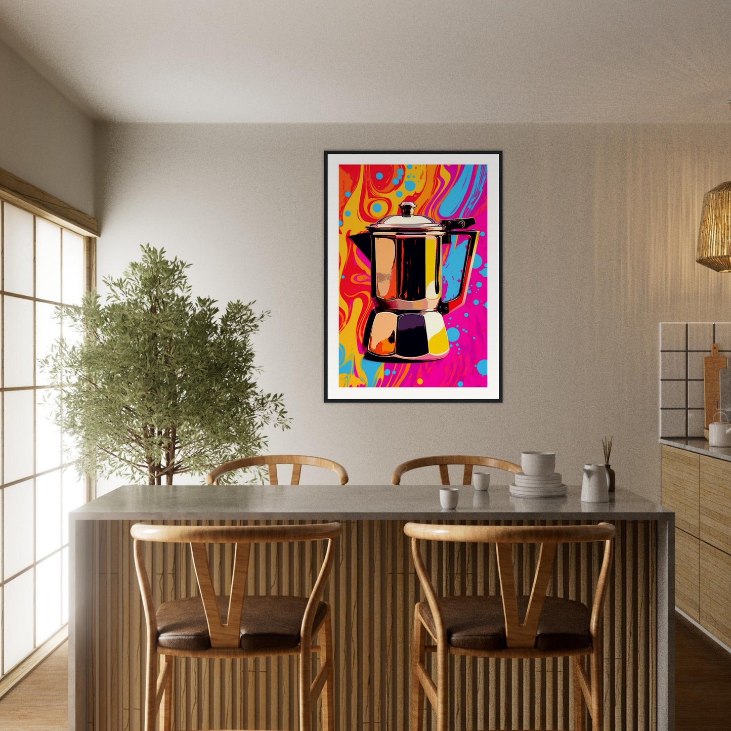 Espresso Pop-a-chino Wooden Framed Poster