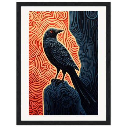 Wise Raven Wooden Framed Poster