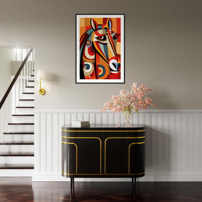 Cubist Stallion Wooden Framed Poster