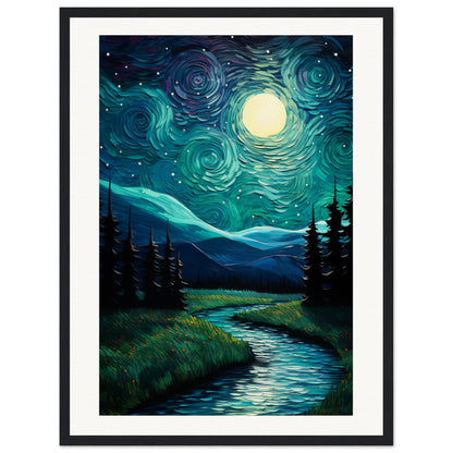 Starry Night Wooden Framed Poster