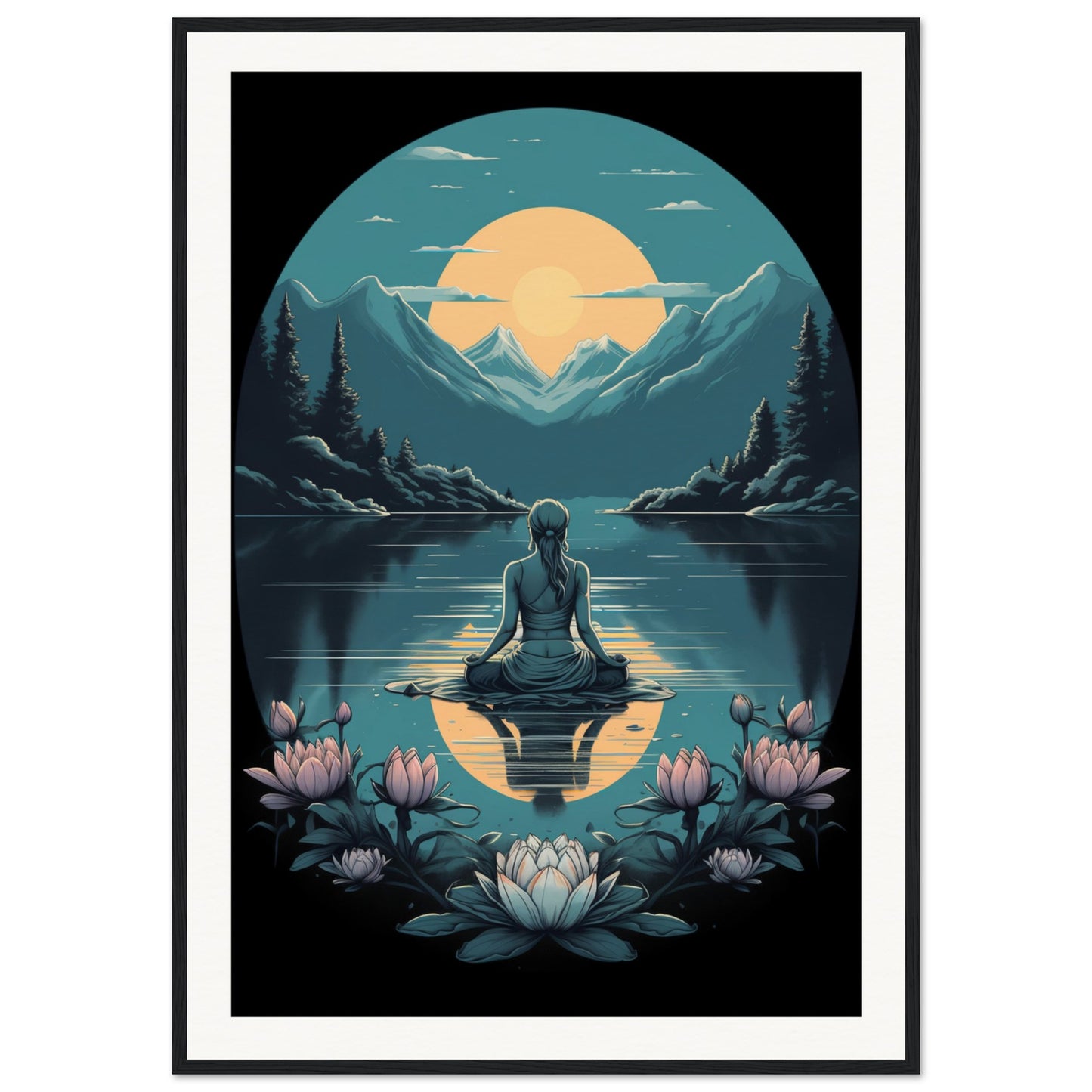 Tranquility Lotus Matte Paper Wooden Framed Poster