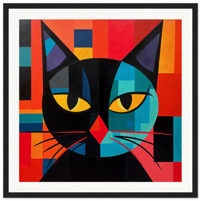 Kubist Kat Wooden Framed Poster