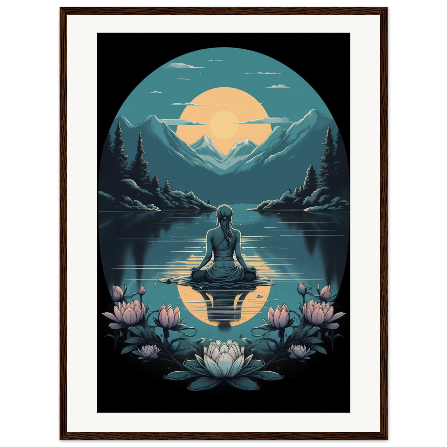 Tranquility Lotus Matte Paper Wooden Framed Poster