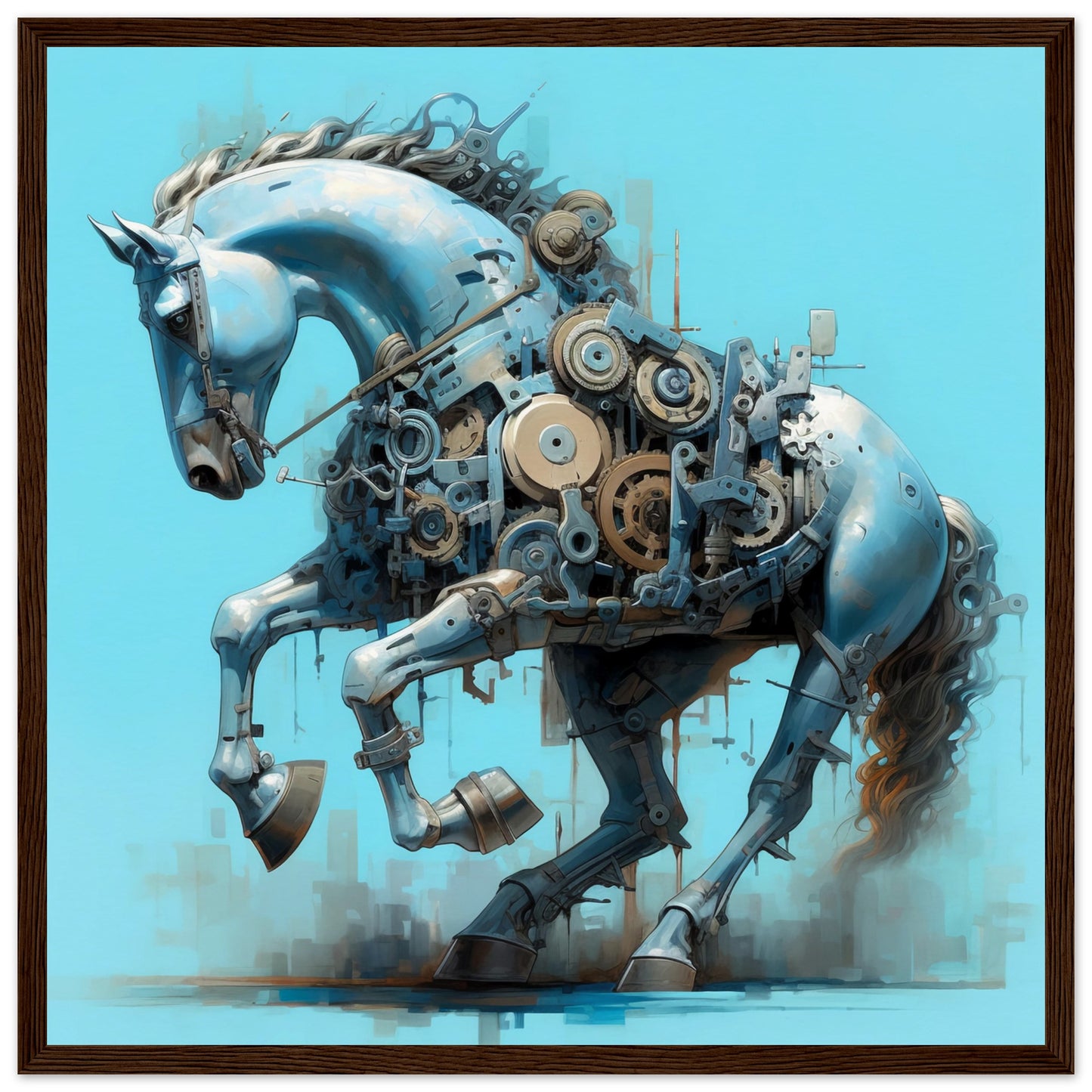 Mecha Stallion Matte Paper Wooden Framed Poster