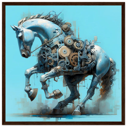 Mecha Stallion Matte Paper Wooden Framed Poster