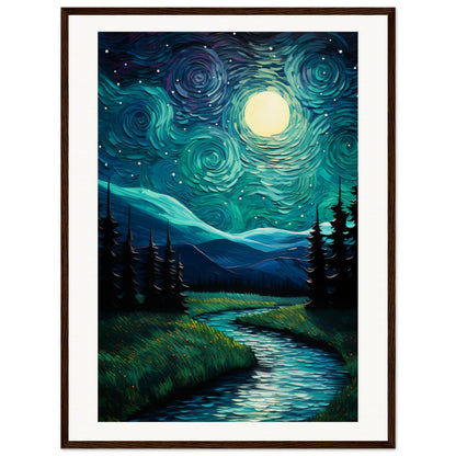 Starry Night Wooden Framed Poster