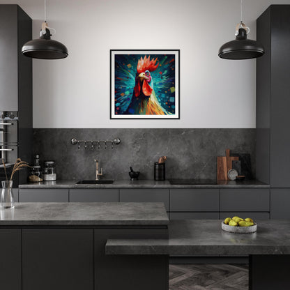 Rooster Wooden Framed Poster