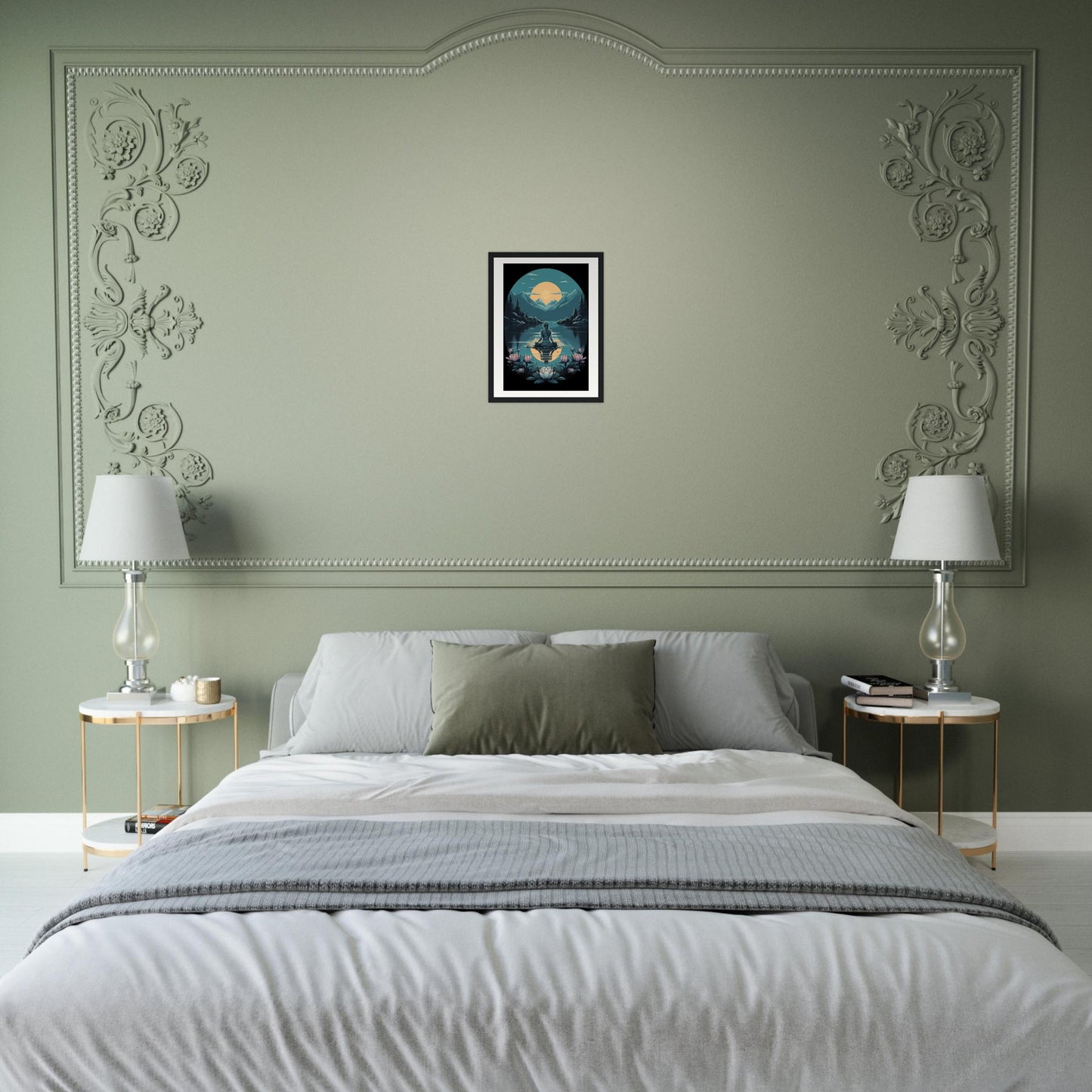 Tranquility Lotus Matte Paper Wooden Framed Poster